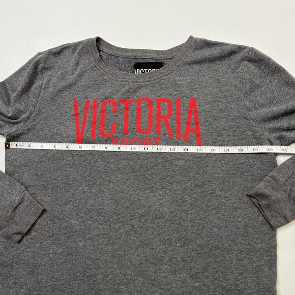 Victoria Sport Shirt Womens Small Gray Sweatshirt Long Sleeve Top Spellout Logo - Picture 4 of 8